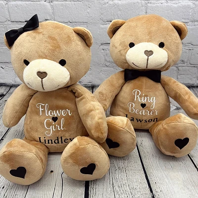 Flower Girl Ring Bearer teddy bear set plush stuffed animal wedding gift for wedding party proposal