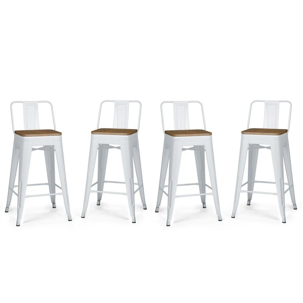 Simpli Home Rayne Metal Wood Counter Stool (Set of 4)