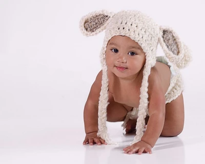 Lamb Baby Hat and Diaper Cover Set