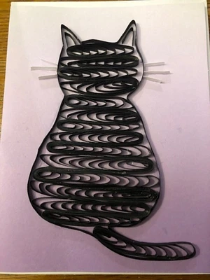 Black Cat - Paper Quilling - Single Blank Note Card