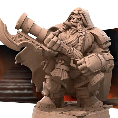 Dwarf Rifleman from Bite the Bullet's Dwarves set. Total height apx. 35mm. Unpainted resin miniature