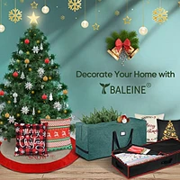 BALEINE Christmas Wrapping Paper Storage Organizer with Flexible Partitions and Pockets, 40" Durable 600D Oxford Fabric Gift Wrap Storage Bag Fits Ribbon, Ornaments, Holiday Accessories (Black/Red)