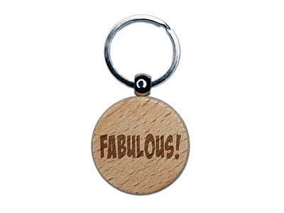Fabulous Teacher School Fun Text Engraved Wood Round Keychain Tag Charm