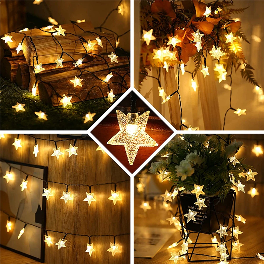 LED Solar String Lights Outdoor Star Fairy Light