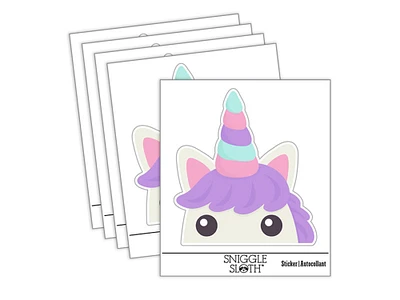 Peeking Unicorn Waterproof Vinyl Phone Tablet Laptop Water Bottle Sticker Set - 5 Pack