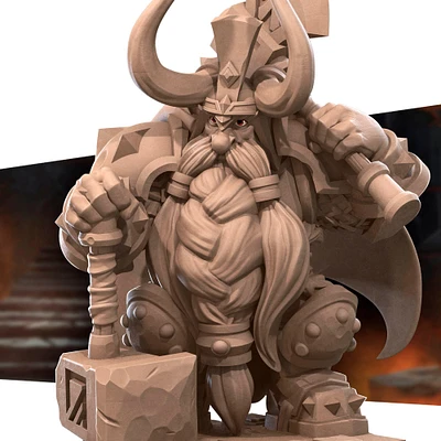 Dwarven King from Bite the Bullet's Dwarves set. Total height apx. 44mm. Unpainted resin miniature