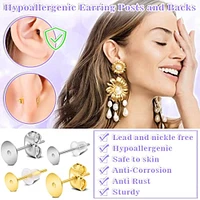 anezus Jewelry Glue with Earring Posts for Jewelry Making, 600pcs Stainless Steel Earring Posts and Backs Silver and Gold Earring Posts with Rubber Earring Backs for Earring Making Supplies