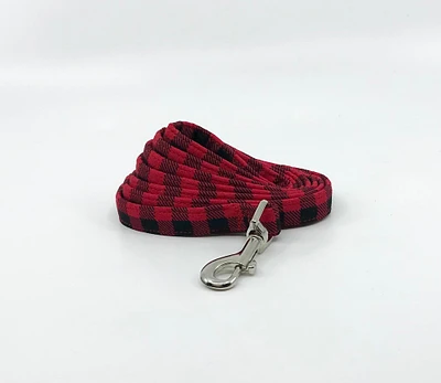 Dog leash Red And Black Checkered Buffalo Plaid, 4 Or 5 Foot Swivel Hook Pet Lead