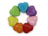 30 15mm Mixed Color Plastic Heart Large Hole Slide Beads