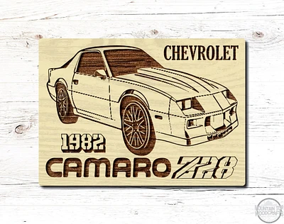 1982 Chevrolet Camaro Z28 Muscle Car Wooden Sign Plaque Laser Engraved Vehicle Wall Art