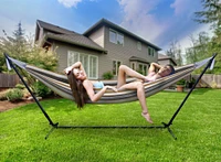 Sorbus Double Hammock With Steel Stand - Portable Carrying Case