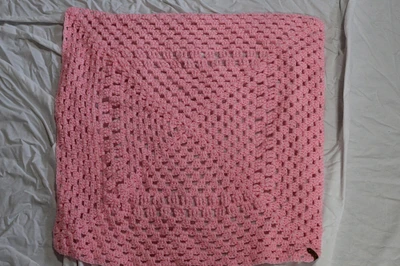 Pink Granny Square Baby Blanket