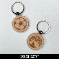 Man Head Silhouette Engraved Wood Round Keychain Tag Charm