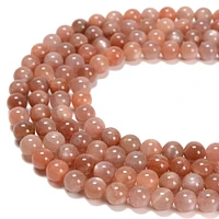 High Grade Peach Moonstone Smooth Round Beads.