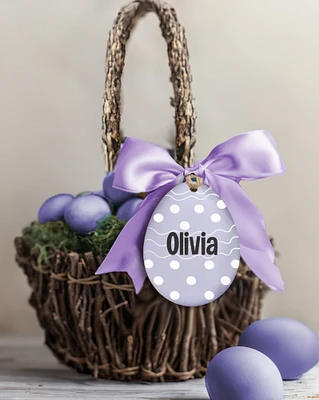 Polka Dots Easter Egg, Personalized Easter Basket Tags, Easter Basket Name Tag for Boy or Girl, Kid's Gift Tag 3x4