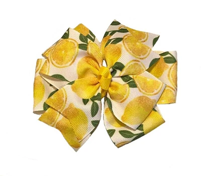 Lemon Pinwheel Hair Bow