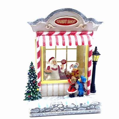 Snow Globe Santa in Candy Shop with Kids 11"H