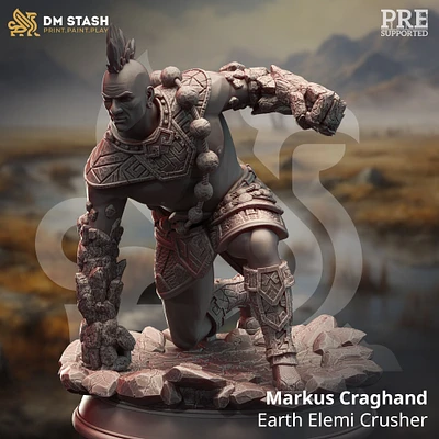 Markus Craghand from DM Stash's Orc Incursion set. Total height apx. 43mm. Unpainted Resin Miniature