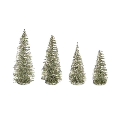 Melrose Set of 16 Glittery Mini Artificial Christmas Tabletop Trees 7"