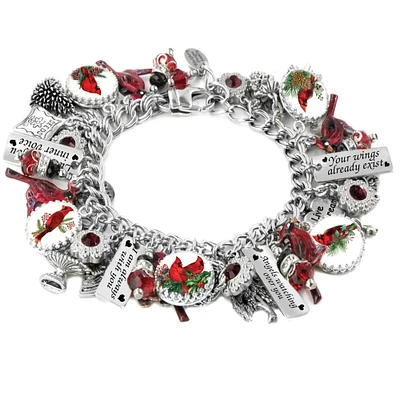 Cardinal Charm Bracelet, Bird Lover Gift, Spiritual Jewelry