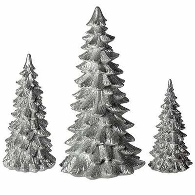 Roman Set of 3 Silver Tree Christmas Tabletop Decors 11.5"