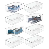 mDesign Plastic Closet Shoe Storage Organizer Box with Hinged Lid