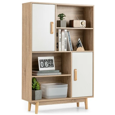 Gymax Sideboard Storage Cabinet Bookshelf Cupboard w/Door Shelf Black / White / Espresso