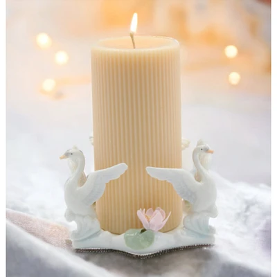kevinsgiftshoppe Ceramic Swan Pillar Candle Holder, Wedding Dcor or Gift, Anniversary Dcor or Gift, Home Dcor, Vanity Decor