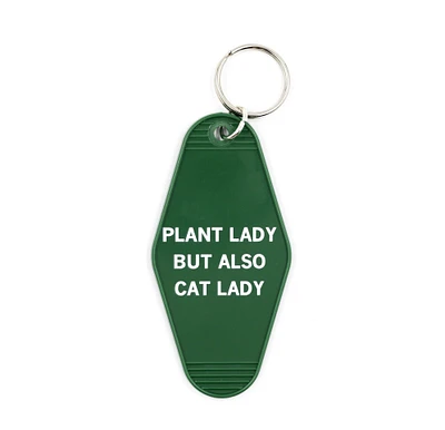 Plant Lady But Also Cat Lady Motel Style Keychain | Green