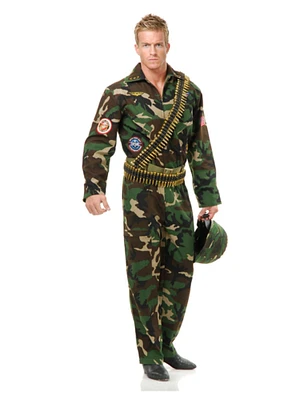 Adult Men's Top Gun Camouflage Fighter Pilot Jumpsuit Costume
