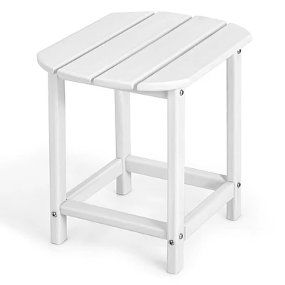 Gymax 18 Patio Adirondack Side Table Weather Resistant HDPE Garden Yard White