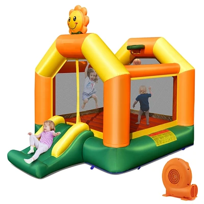 Gymax Inflatable Bounce Castle Jumping House Kids Playhouse w/ Slide and 550W Blower