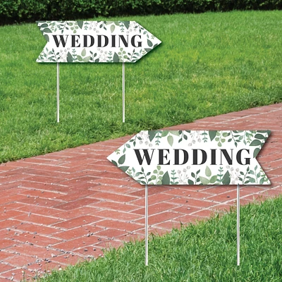 Big Dot of Happiness Boho Botanical Wedding Signs - Greenery Wedding Sign Arrow - Double Sided Directional Yard Signs - Set of 2 Wedding Signs