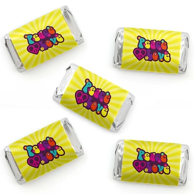 Big Dot of Happiness 60's Hippie - Mini Candy Bar Wrapper Stickers - 1960s Groovy Party Small Favors - 40 Count