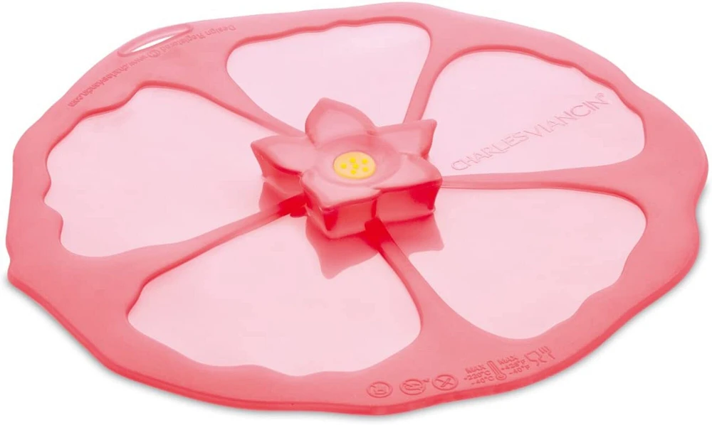 Charles Viancin Small Hibiscus Flower Reusable Silicone Container Lid 6" Pink