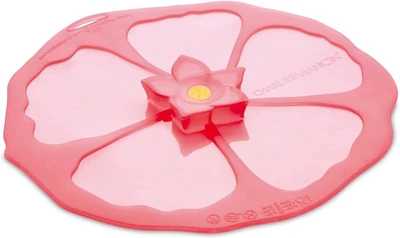 Charles Viancin Small Hibiscus Flower Reusable Silicone Container Lid 6" Pink