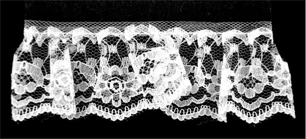 Belagio Gathered Lace Trim, 1.75" Wide, White, 50-Yard Bolt