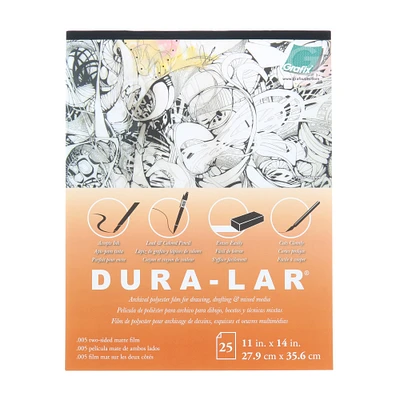 Grafix Dura-Lar Pad, 25 Sheets, .005mm, Matte, 11" x 14