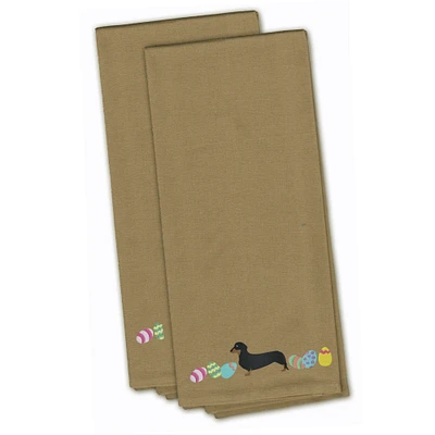 Caroline's Treasures CK1631TNTWE Dachshund Easter Tan Embroidered Kitchen Towel Set of 2