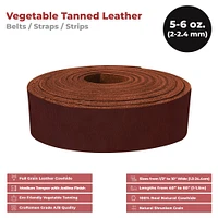 European Leather Work 5-6 oz. (2-2.4mm) Vegetable Tanned Leather Belt Blanks Shrunken Grain Cowhide Leather Straps/Strips for DIY, Tooling, Engraving, Carving