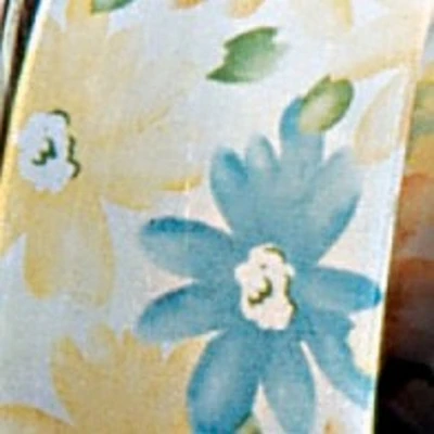 The Ribbon People Ivory and Yellow Dahlias Printed Wired Edge Craft Ribbon 1.5" x 27 yards