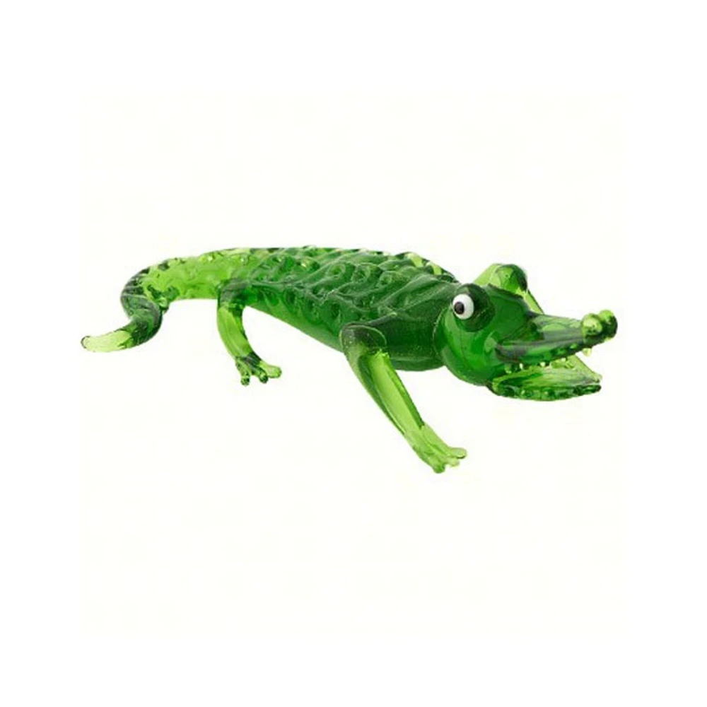 GC Home & Garden 4" Green Alligator Art Glass Animal Figurine