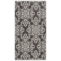 Chaudhary Living 2.5' x 5' Gray and White Damask Rectangular Area Throw Rug