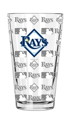 The Memory Company 5.75" Clear and Blue MLB Tampa Bay Rays Sandblasted Pint Glass 16 oz.