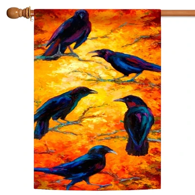 Toland Home Garden Dusk Crows Red and Blue House Flag  40" x 28"