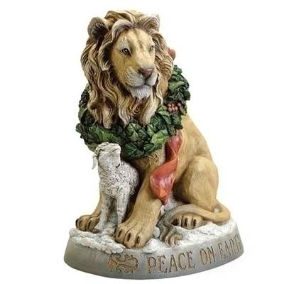 Roman 19.25" Lion and Lamb Christmas Tabletop Figurine