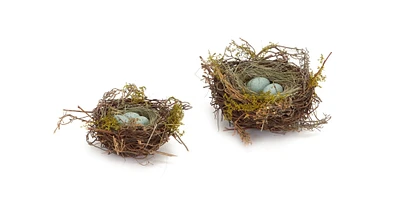 Diva At Home Club Pack of 12 Brown and Teal Robin’s Nest with Eggs Spring Decorations 7”