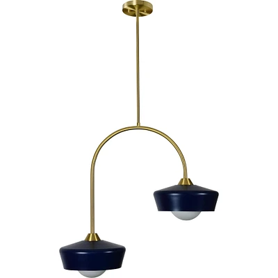 Signature Home Collection 27" Navy Blue and Gold Retro Ceiling Light Fixture