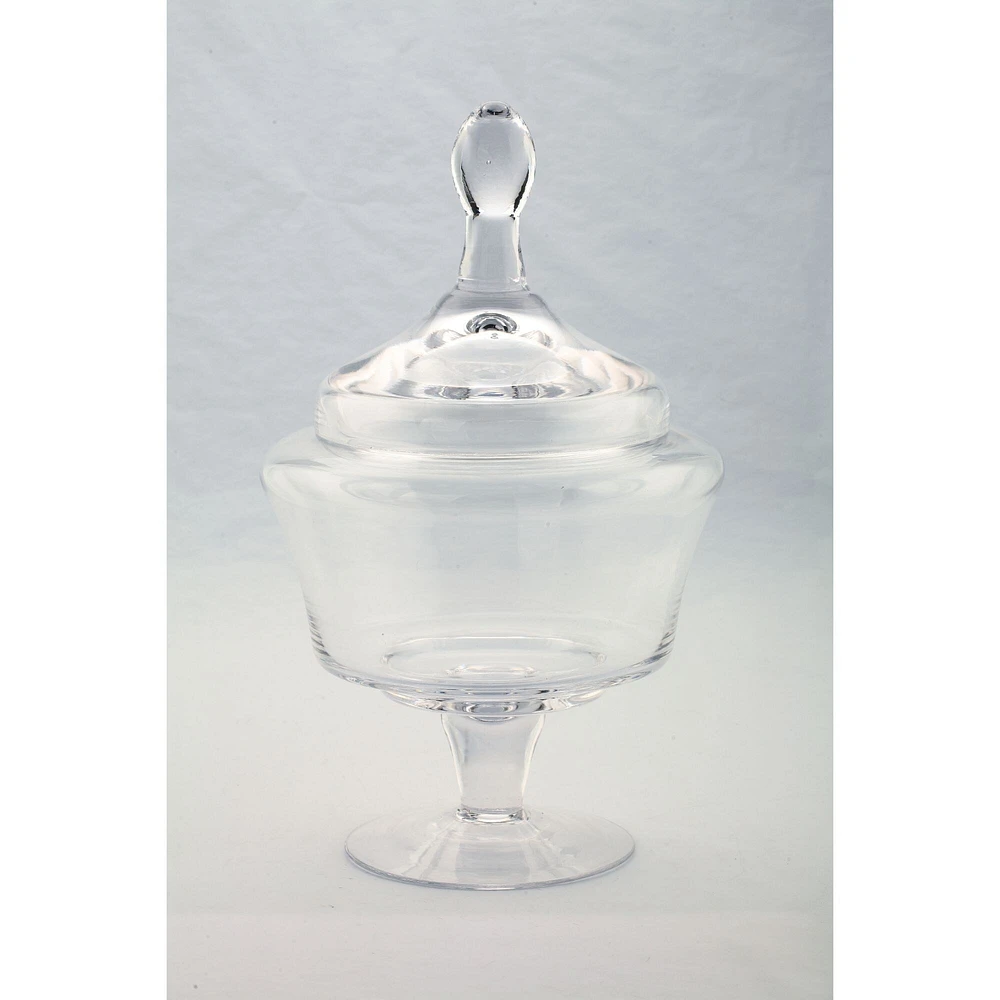 CC Home Furnishings 14.5” Clear Hand Blown Glass Jar with Finial Lid