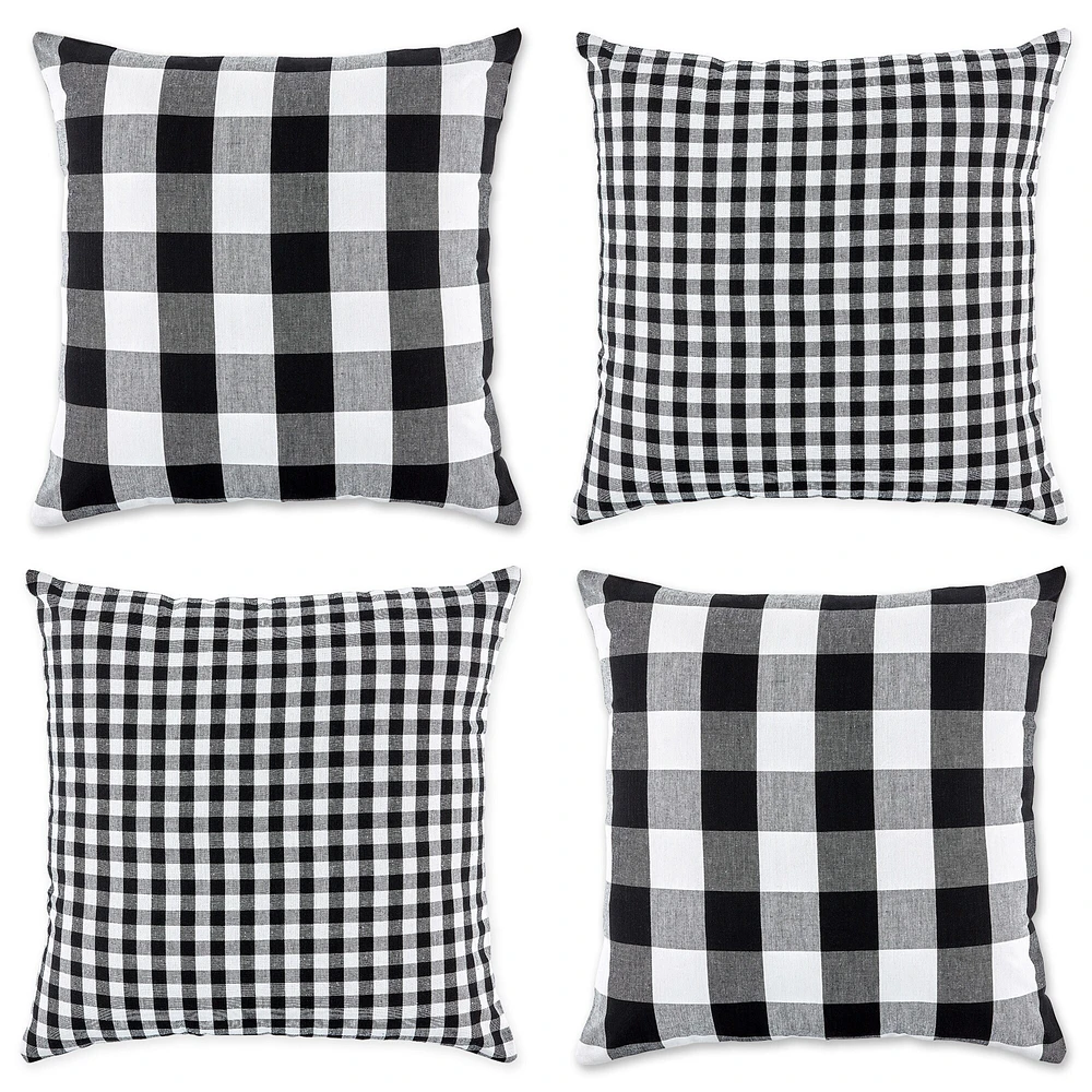 Contemporary Home Living Set of 4 and White Gingham and Buffalo Check Pillow Covers 18